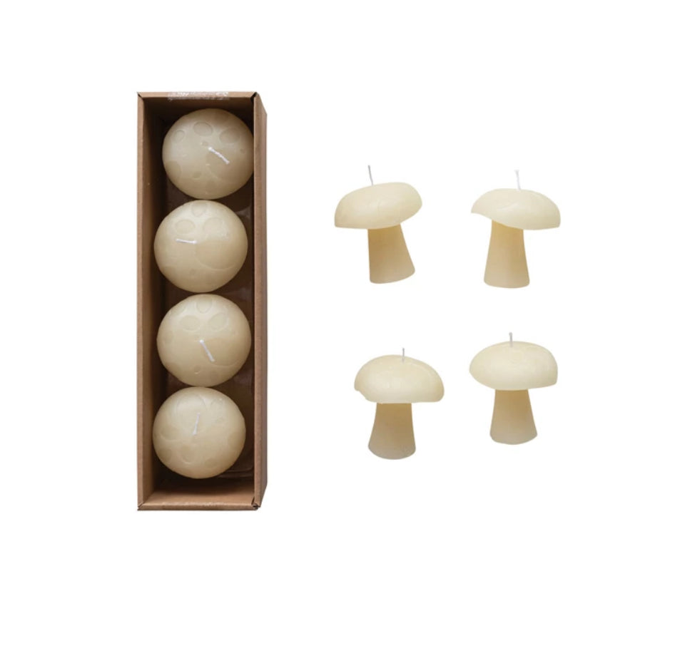 Unscented Mushroom Shaped Candles - Cream