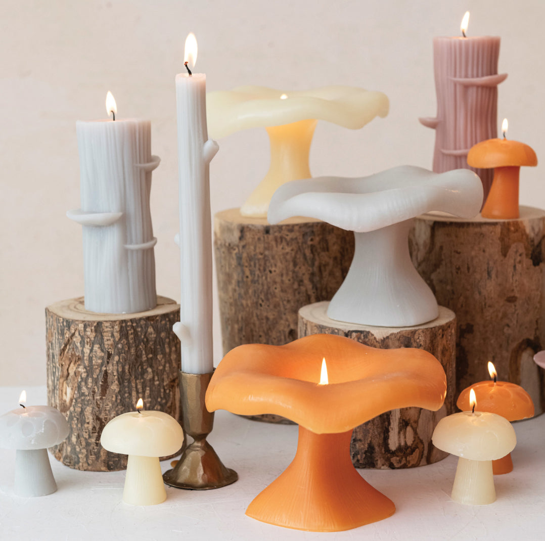 Unscented Mushroom Shaped Candles - Cream