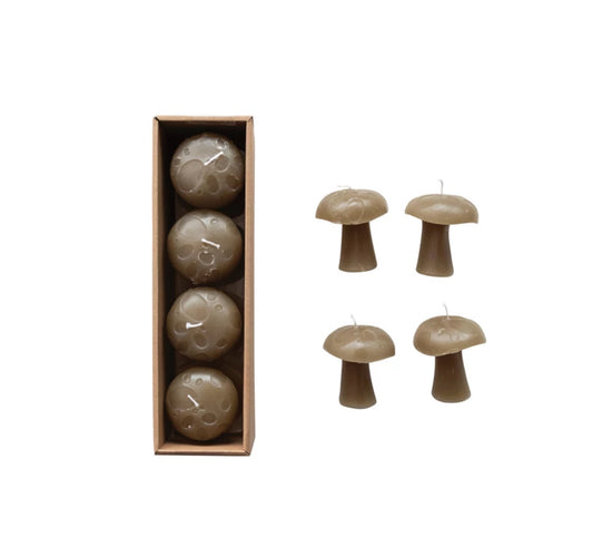 Unscented Mushroom Shaped Candles - Olive