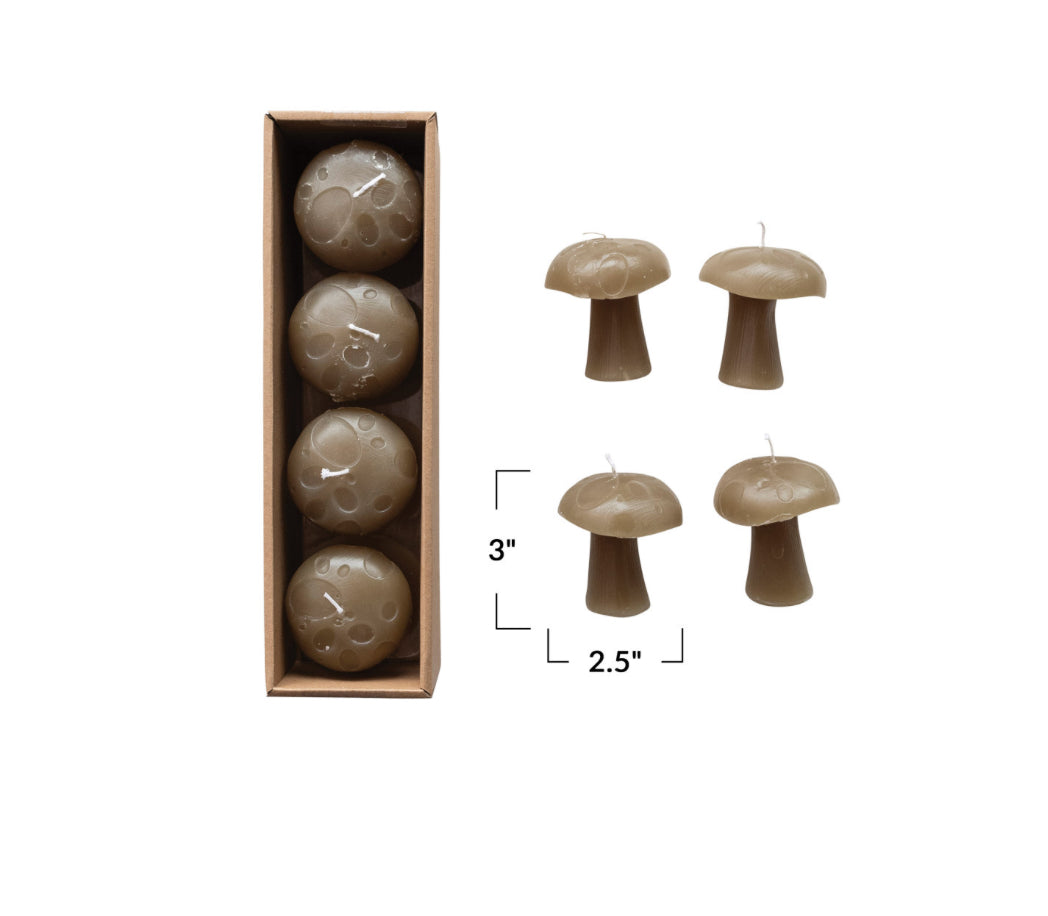 Unscented Mushroom Shaped Candles - Olive