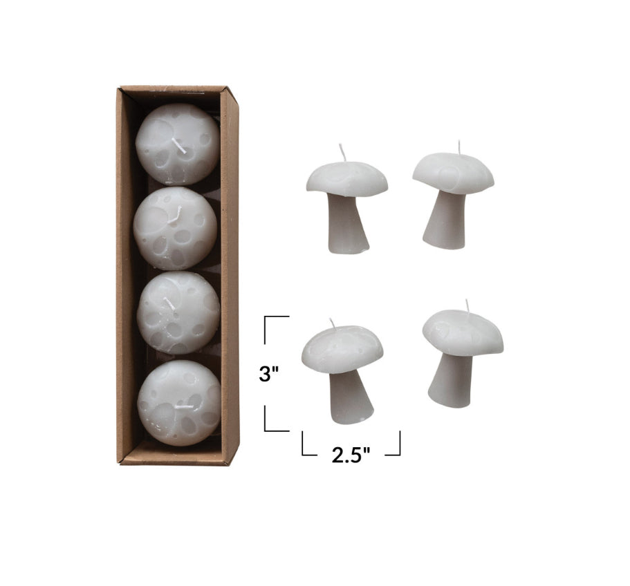 Unscented Mushroom Shaped Candles - Grey