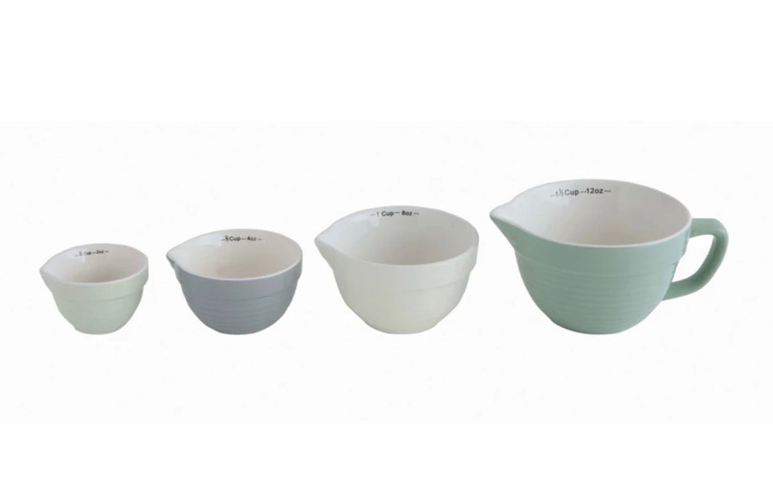 Stoneware Batter Bowl Measuring Cups - Set of 4