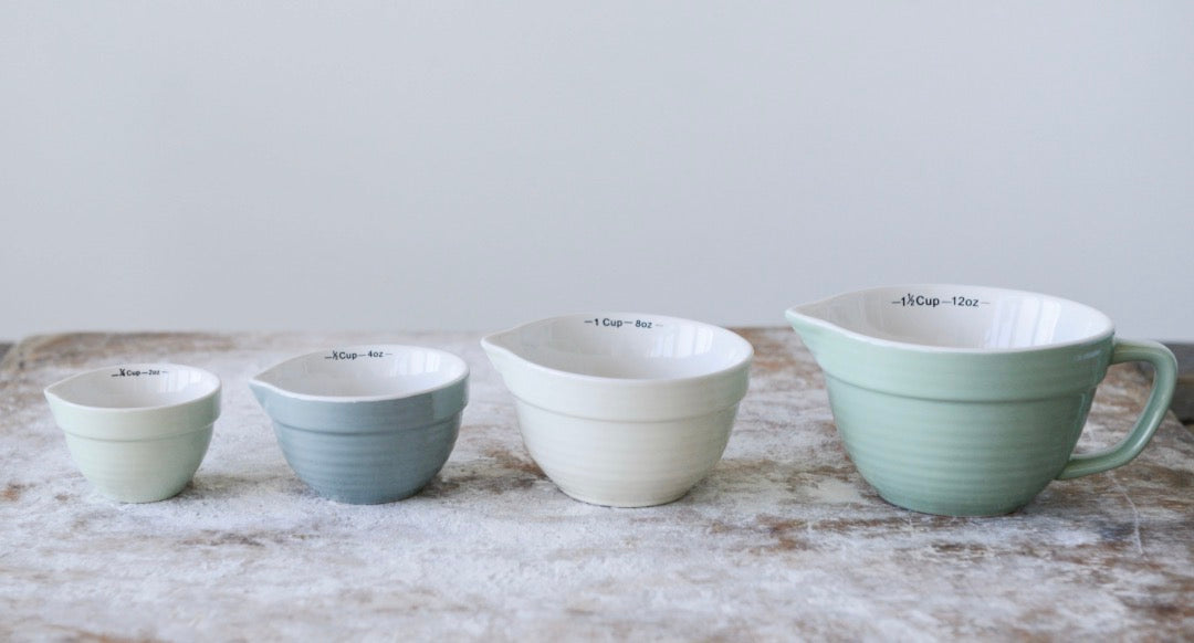 Stoneware Batter Bowl Measuring Cups - Set of 4