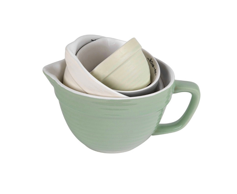 Stoneware Batter Bowl Measuring Cups - Set of 4