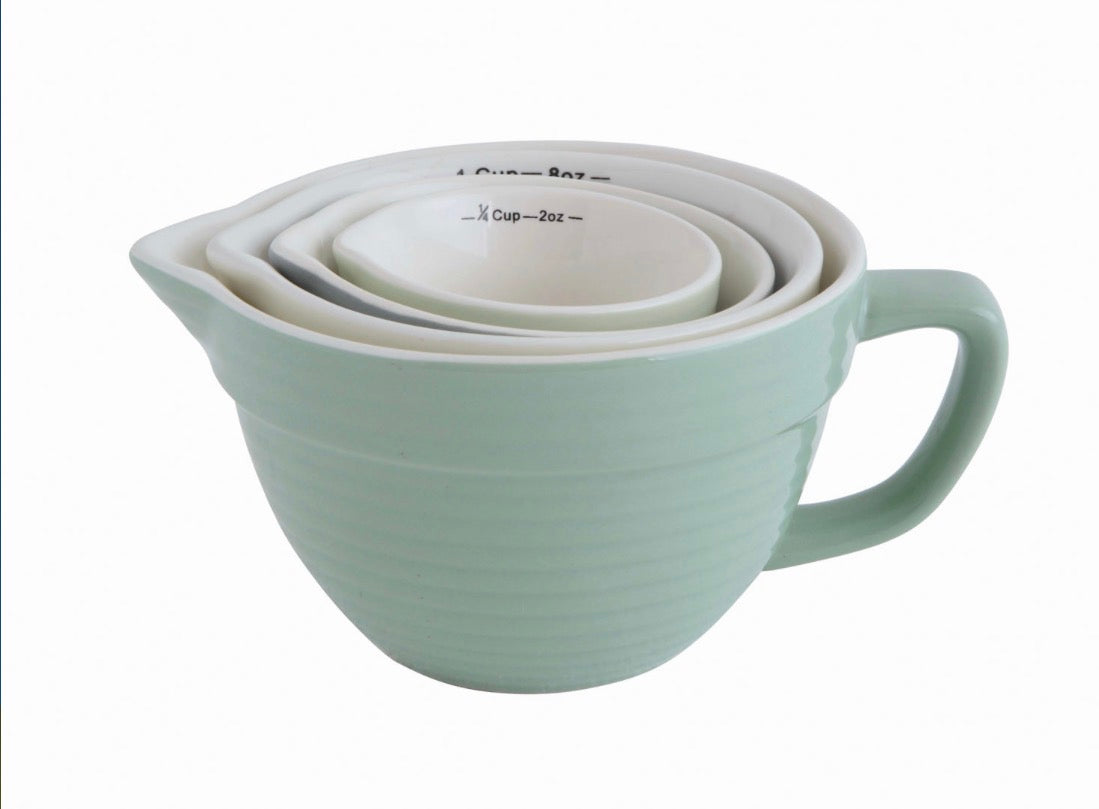 Stoneware Batter Bowl Measuring Cups - Set of 4