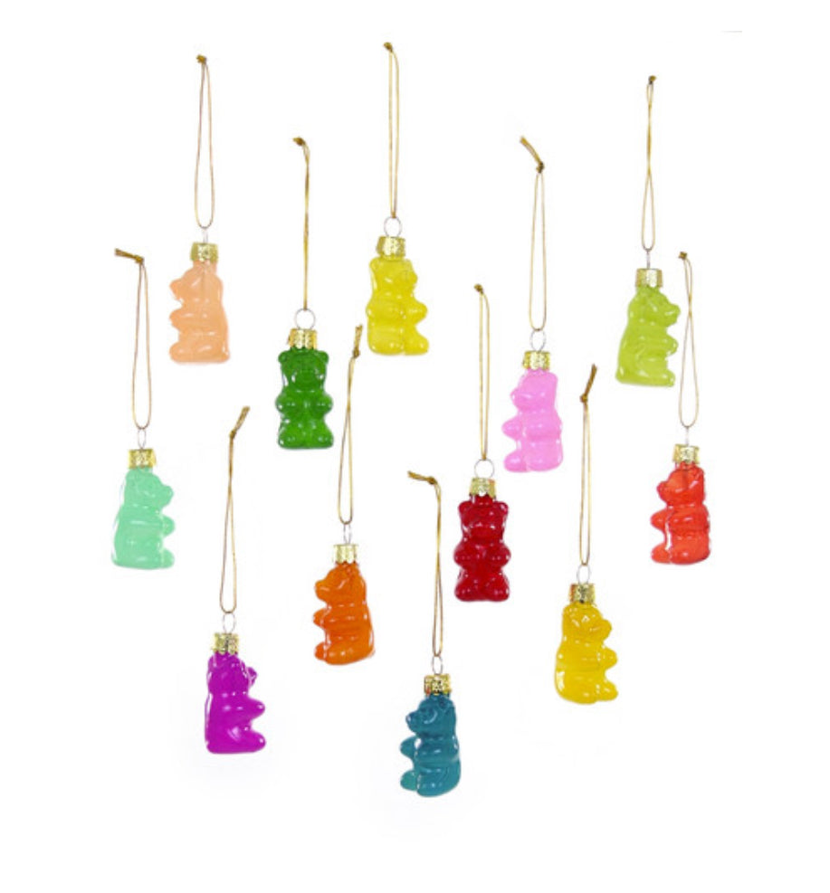 Rainbow Gummie Bear Holiday Ornament - Light Green