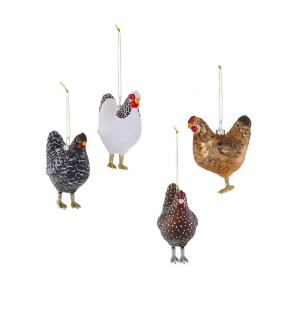 Farmhouse Hen Holiday Ornament - Red Polka Dot