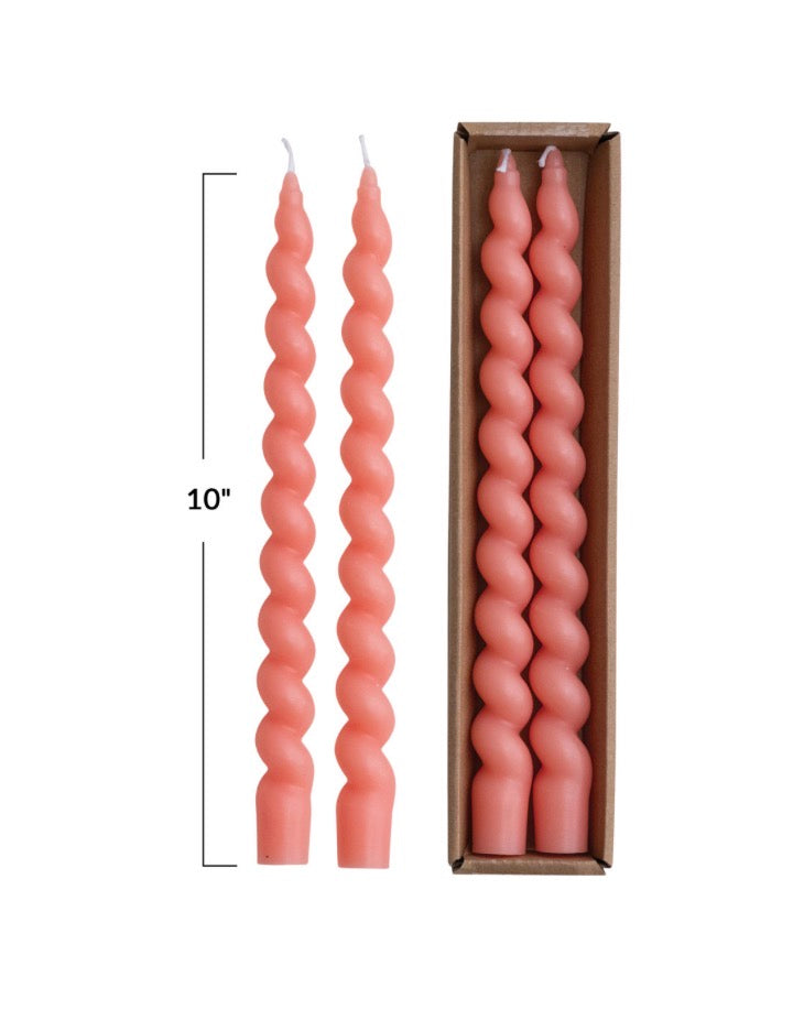 Unscented Twisted Taper Candle - Pink