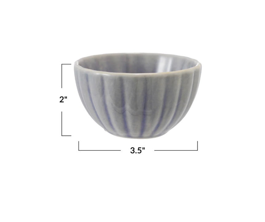 Stoneware Ribbed Bowl - Light Blue