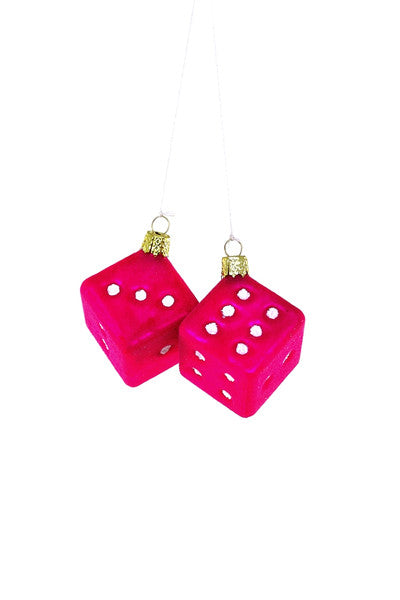 Fuzzy Dice Holiday Ornament - Pink