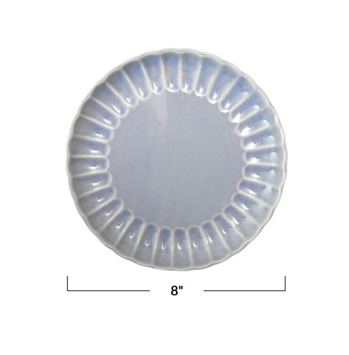 Stoneware Fluted Plate - Light Blue