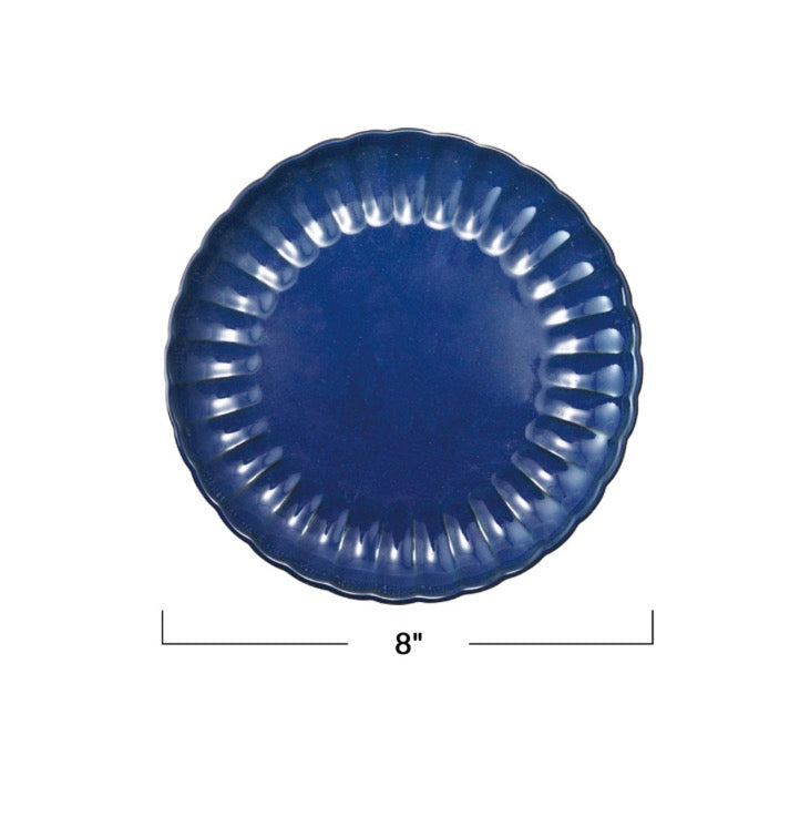Stoneware Fluted Plate - Dark Blue