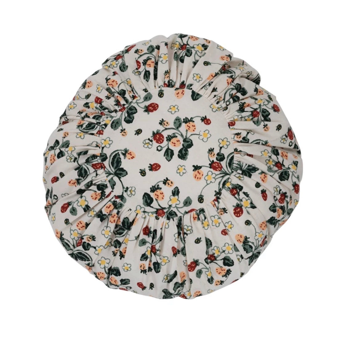 Round Pleated Floral Throw Pillow