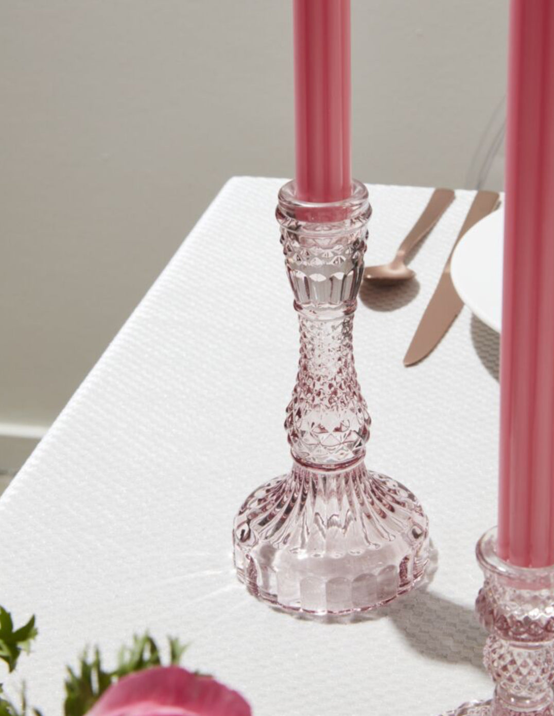 Gillian Candlestick - Tall Pink