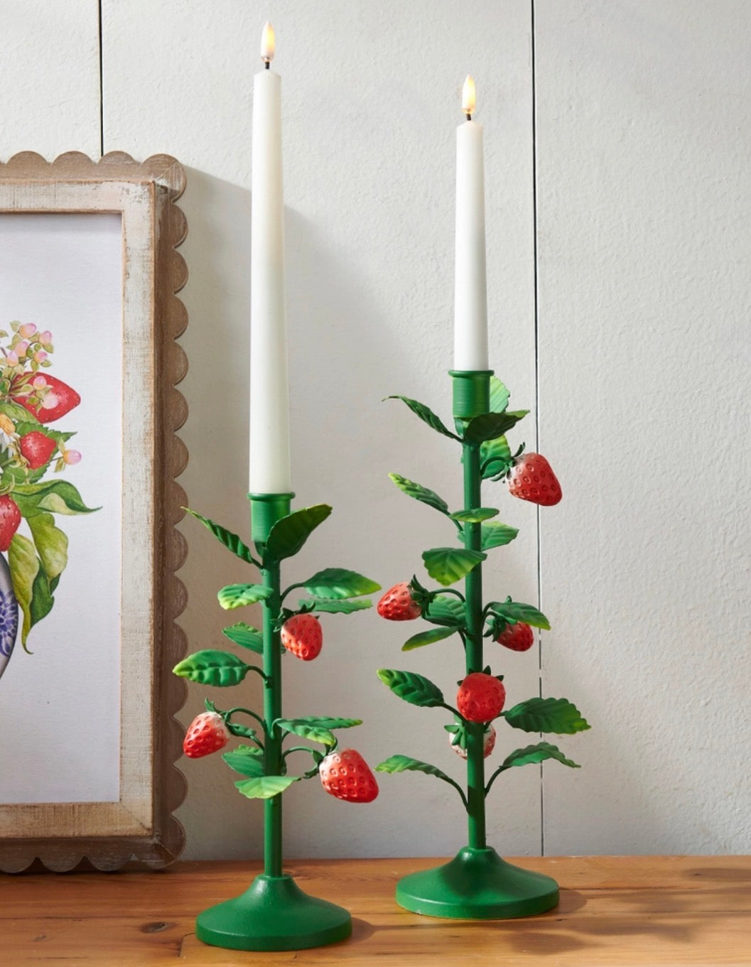 Strawberry Vine Taper Candleholder - 10 inch