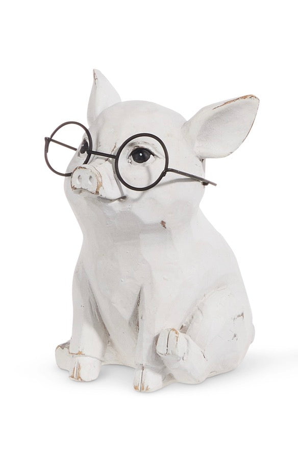 Cute Pig wearing Glasses - Sitting