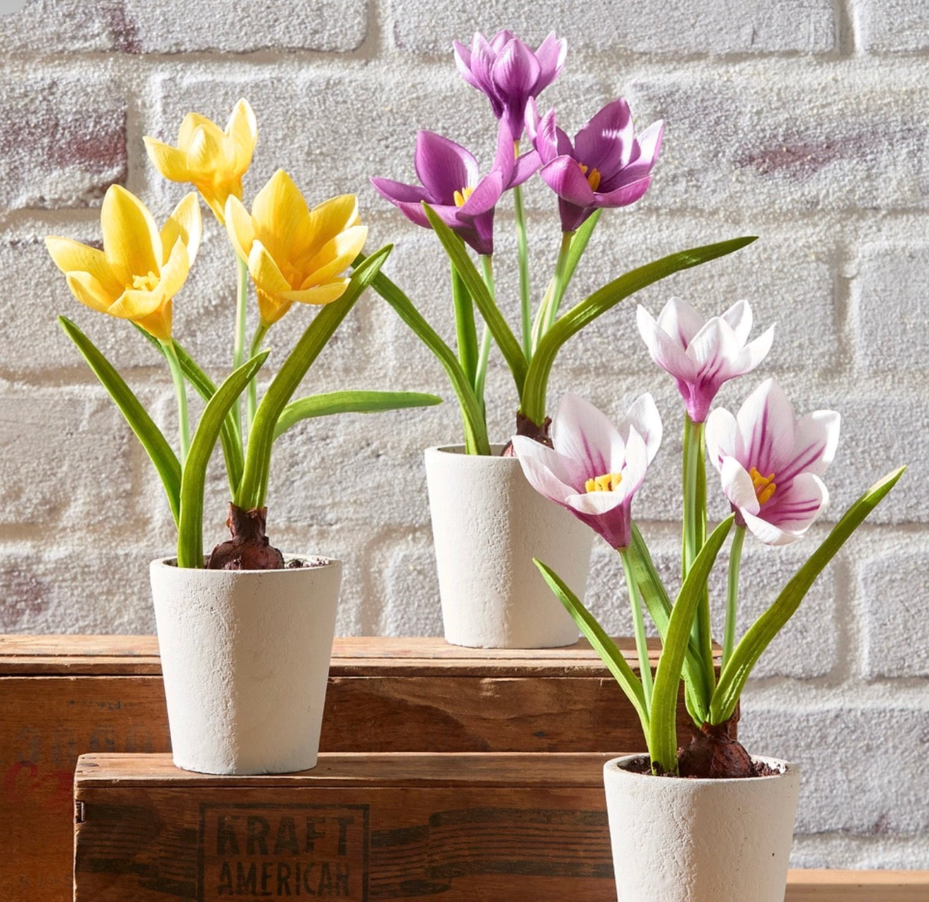 Real Touch Potted Crocus - Yellow