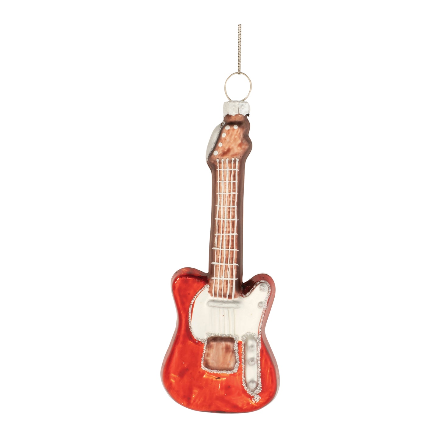 Guitar Holiday Ornament - Red & White