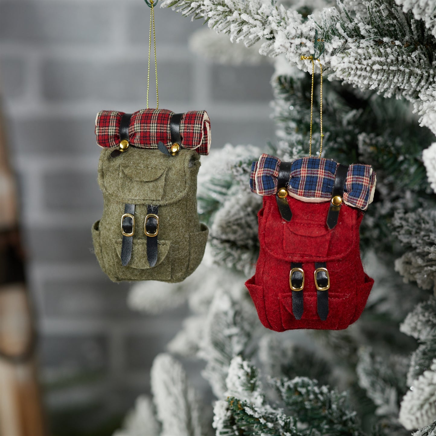 Felt Backpack Holiday Ornament - Red