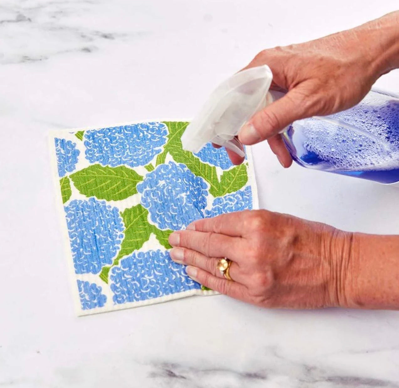 Blue Hydrangea Sponge Cloths - Set of 2