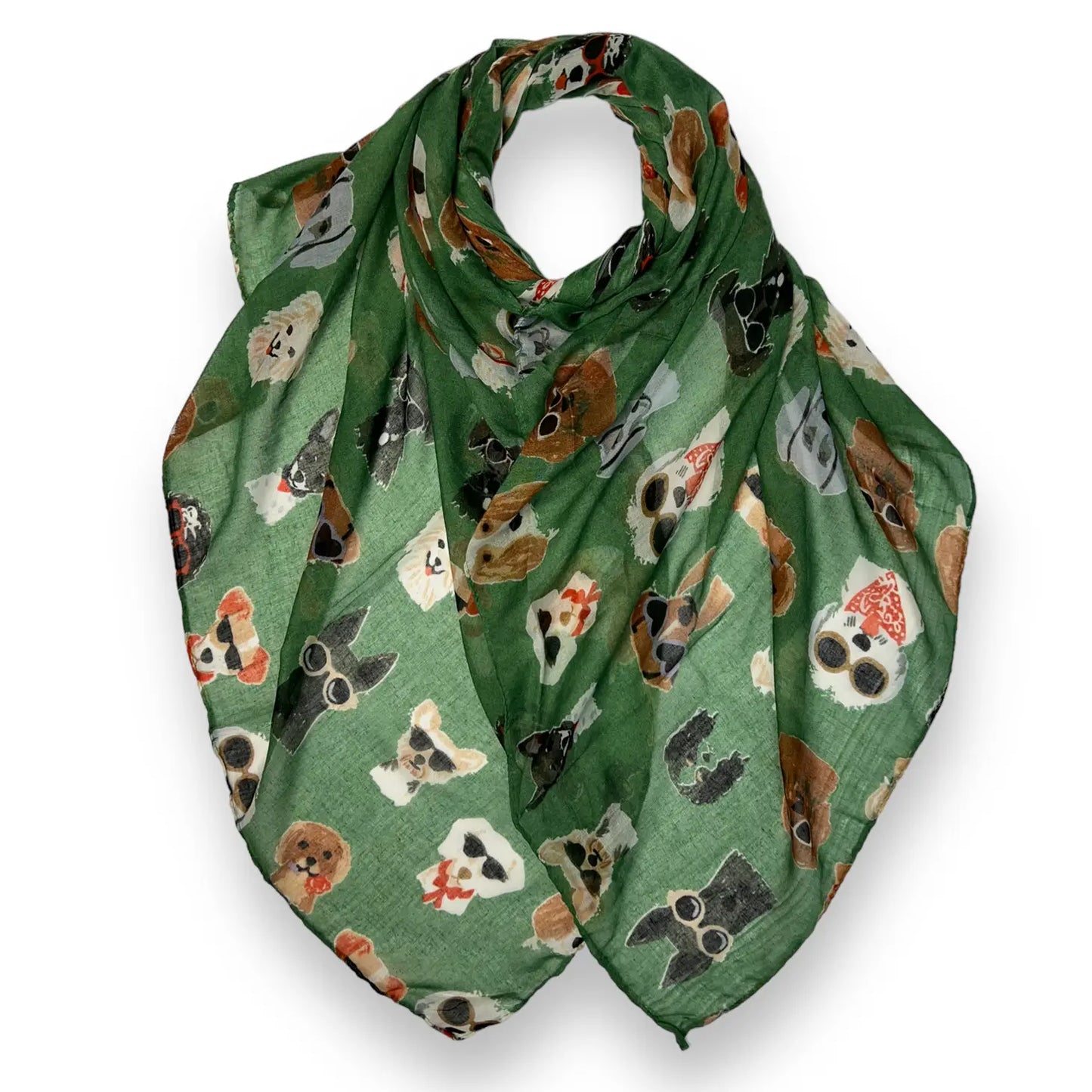 Dogs with Sunglasses Scarf - Green