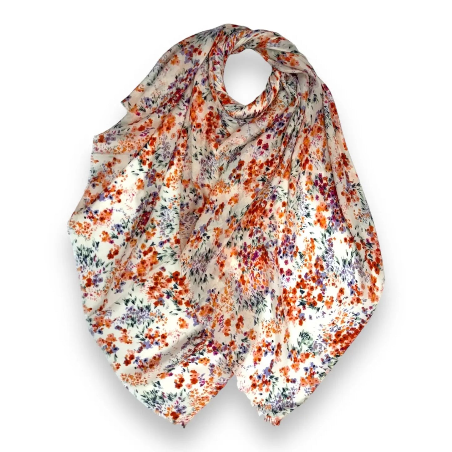 Mimosa Flower Print Scarf - Orange