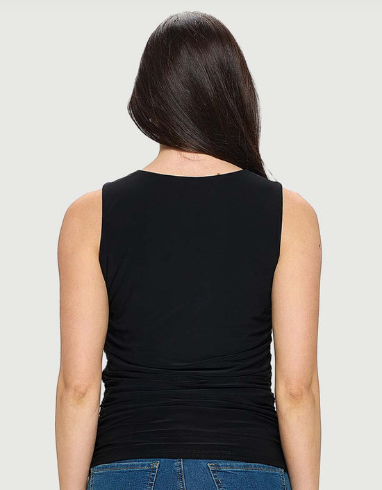 Tank Top with Ruched Sides - Black