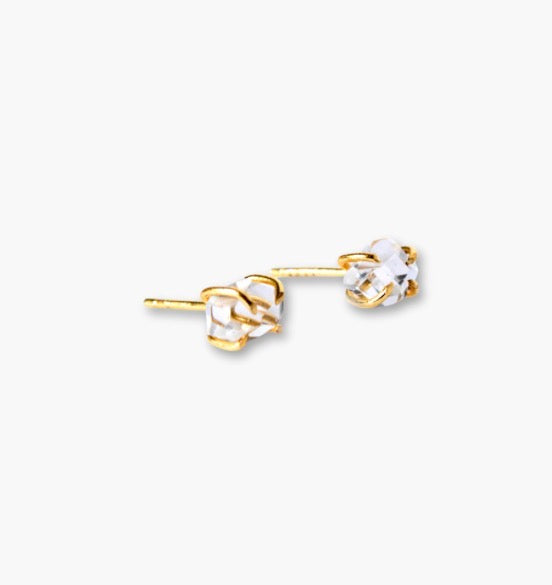 Gold Prong Herkimer Diamond Stud Earrings