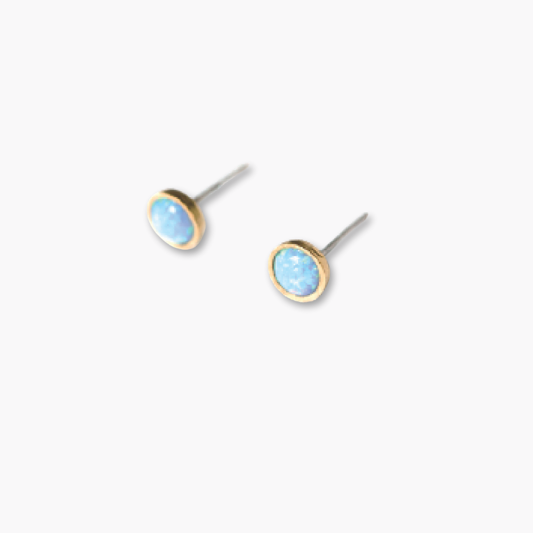 Blue Opal Stud Earrings