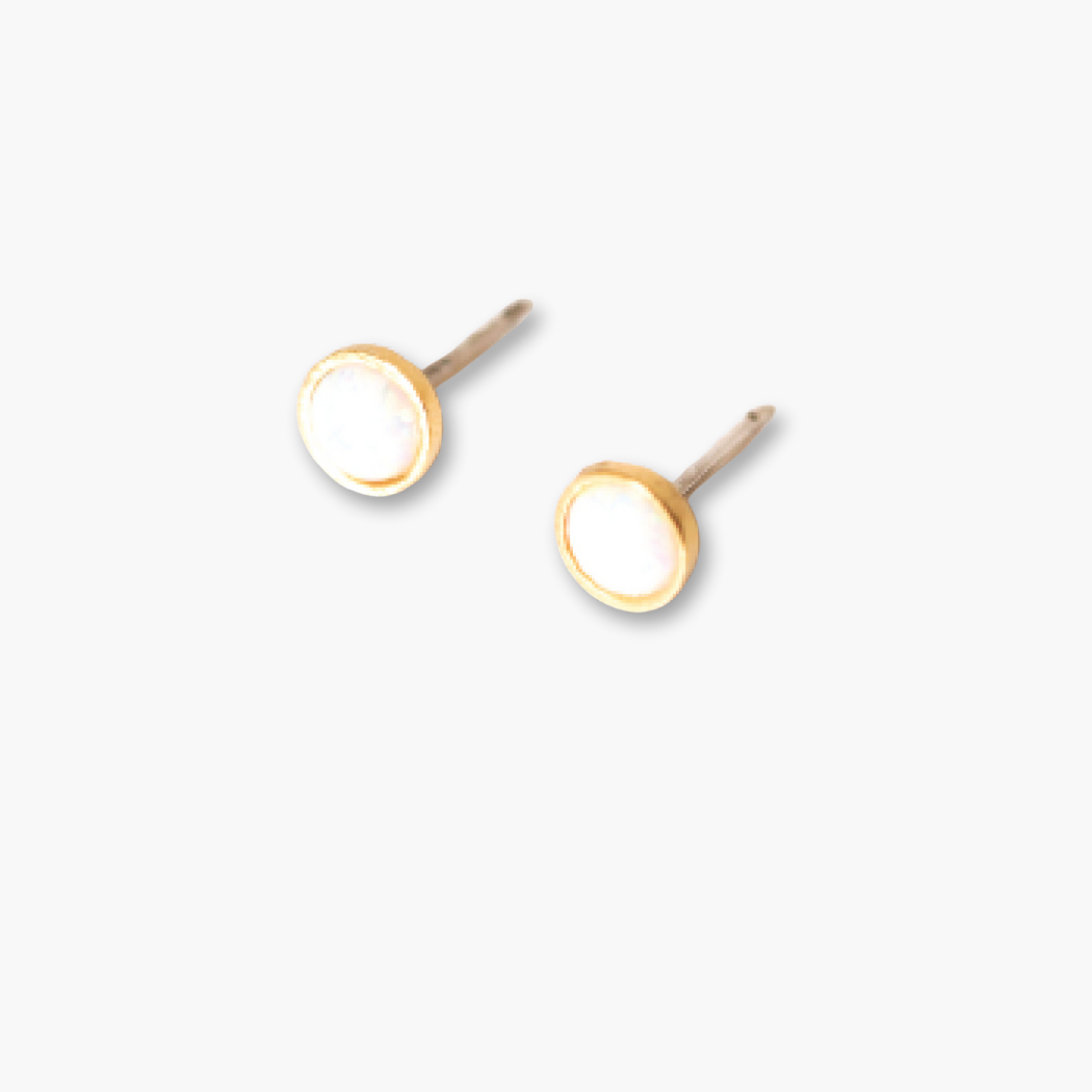 White Opal Stud Earrings