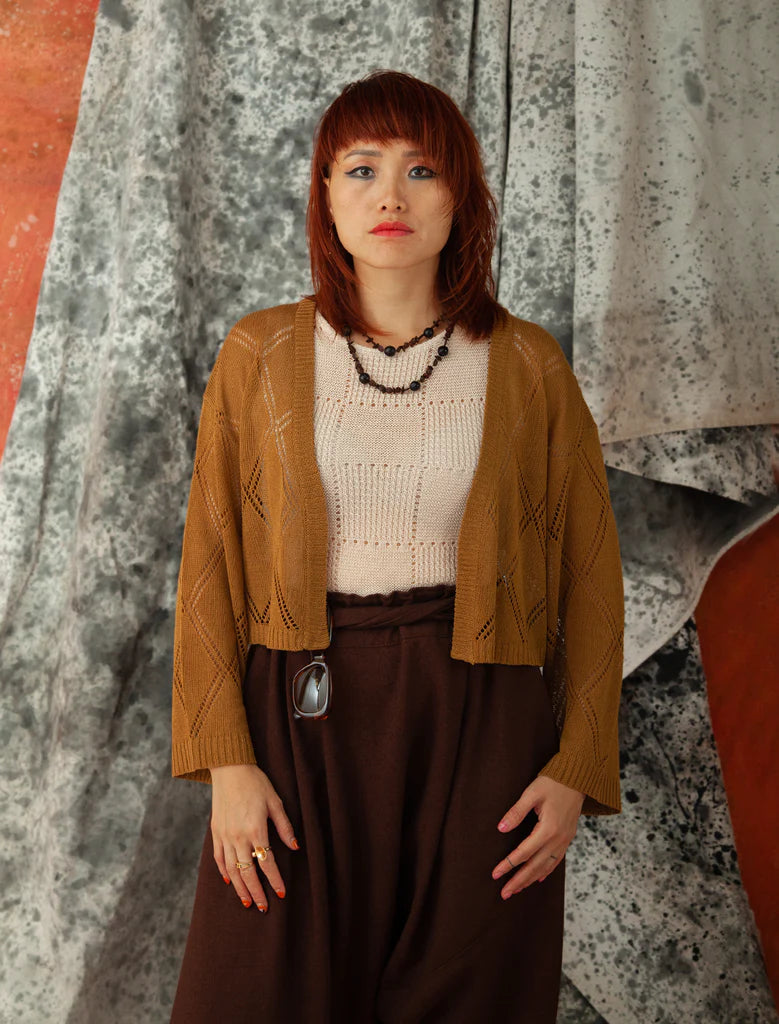YaYa V-Neck Cardigan Sweater - Chai