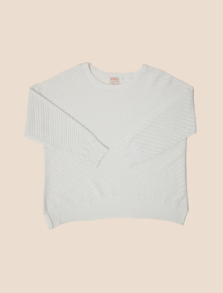 Lawson ZaZa Oversized Crew Neck Sweater with Center Seam - White