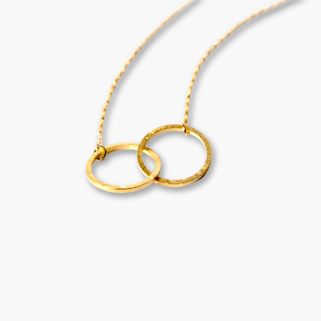 Interlinking Circle Necklace with Gold Circles