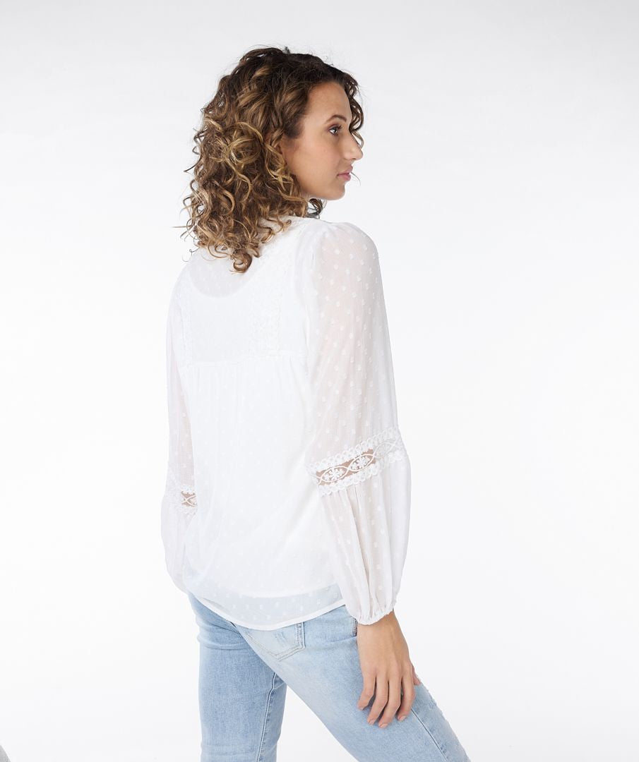 Plumetis Lace Top - Off White