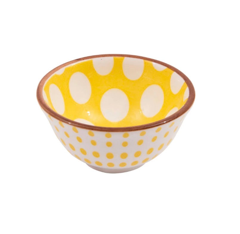 Hand-Stamped Stoneware Pinch Pot - Yellow