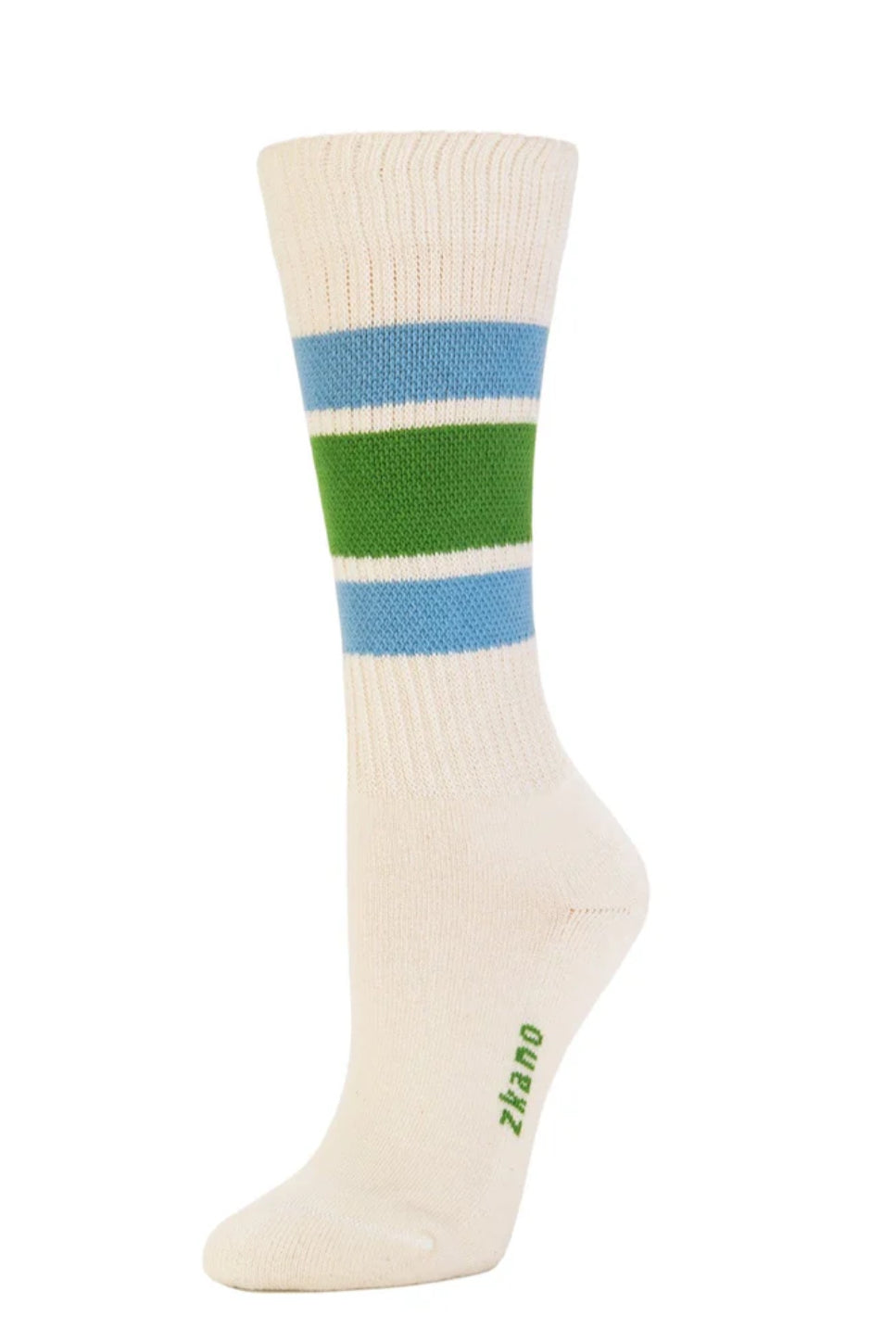 1991 Retro Stripe Crew Socks - White/Kelly Green/Blue