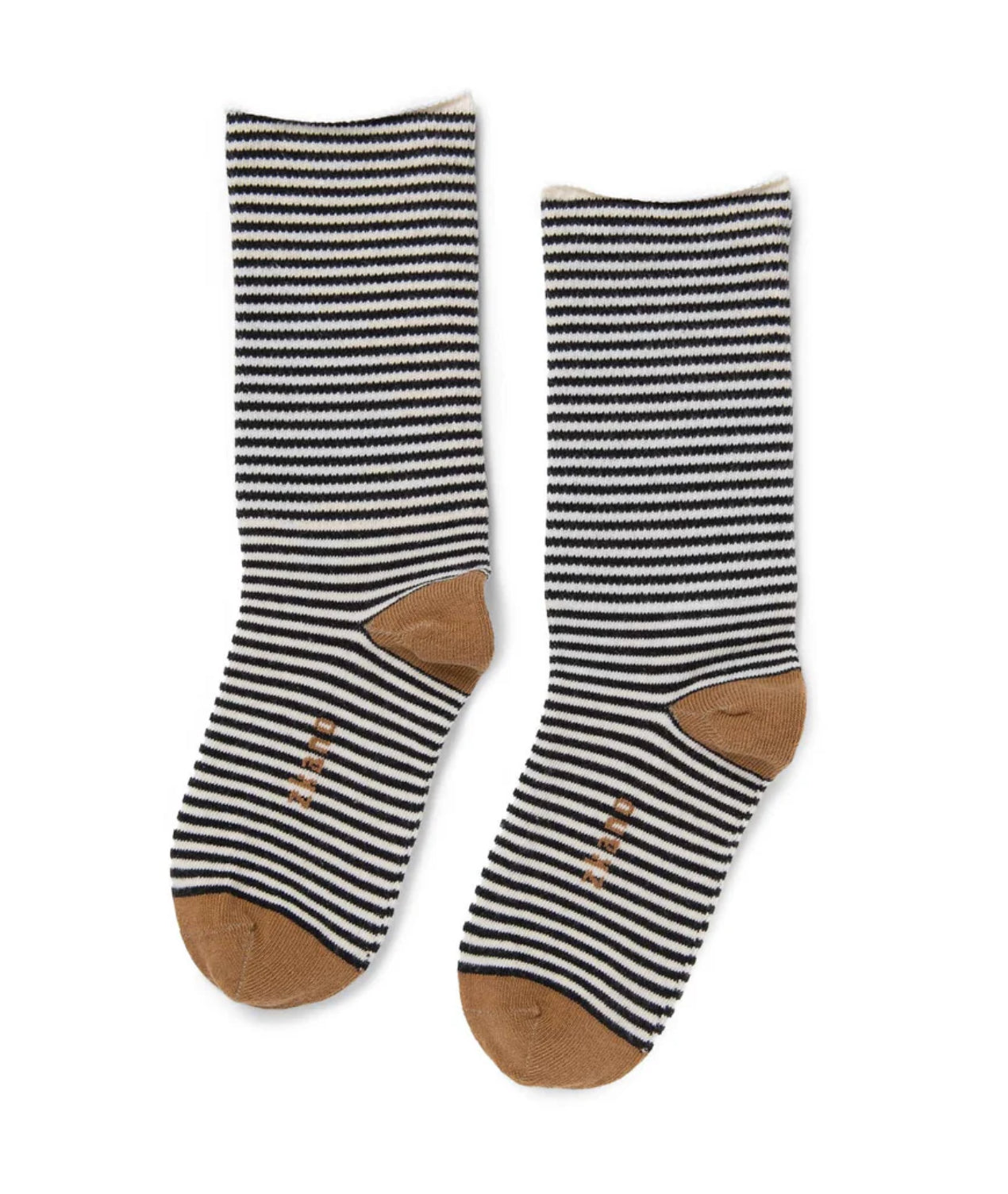 Rose Striped Roll Top Crew Socks - Black