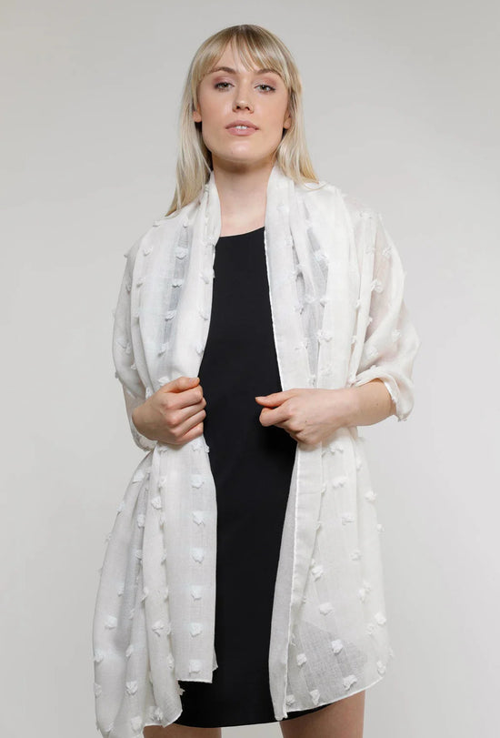 Textured Shawl Wrap - Off White