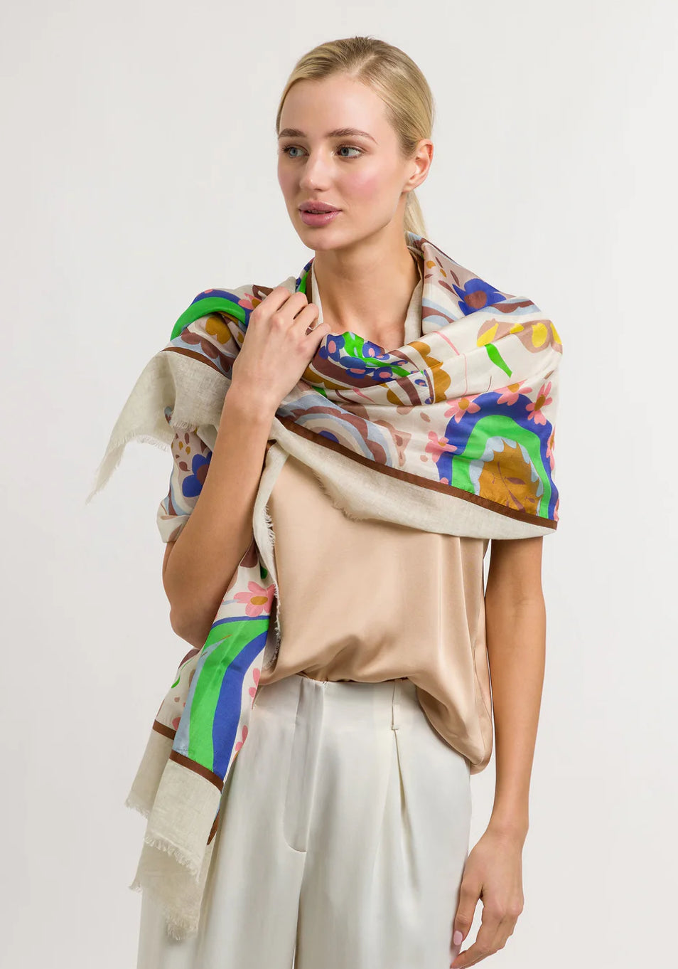 Summer Paisley Patchwork Scarf - Green