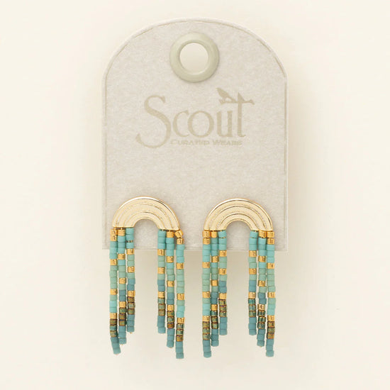 Chromacolor Miyuki Rainbow Fringe Earrings - Turquoise/Mint/Gold