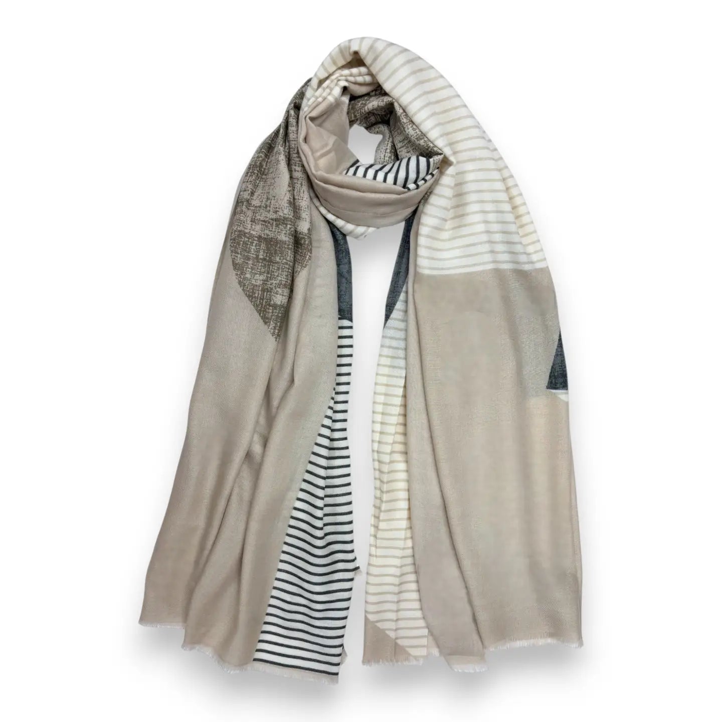 Scandinavian Stanley Wool Blend Print Scarf - Beige