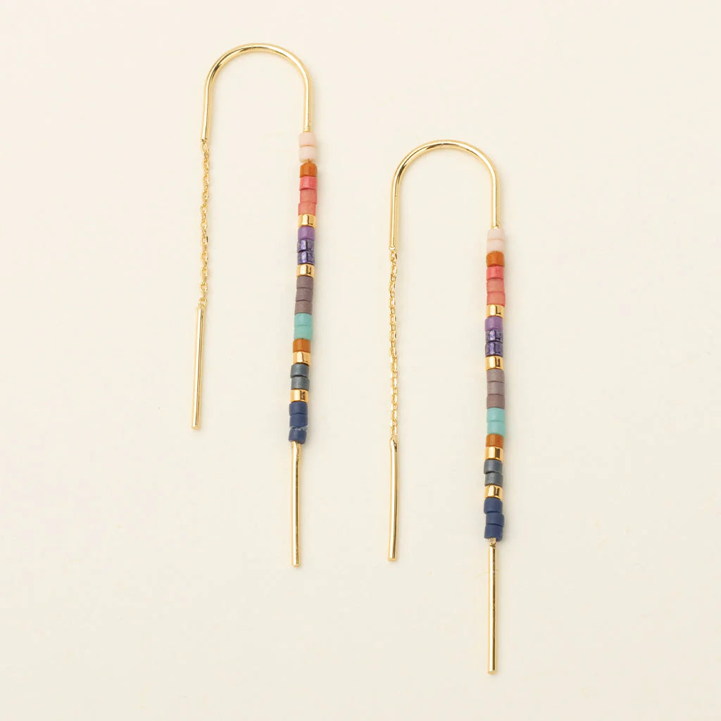 Chromacolor Miyuki Thread Earrings - Dark Multi/Gold