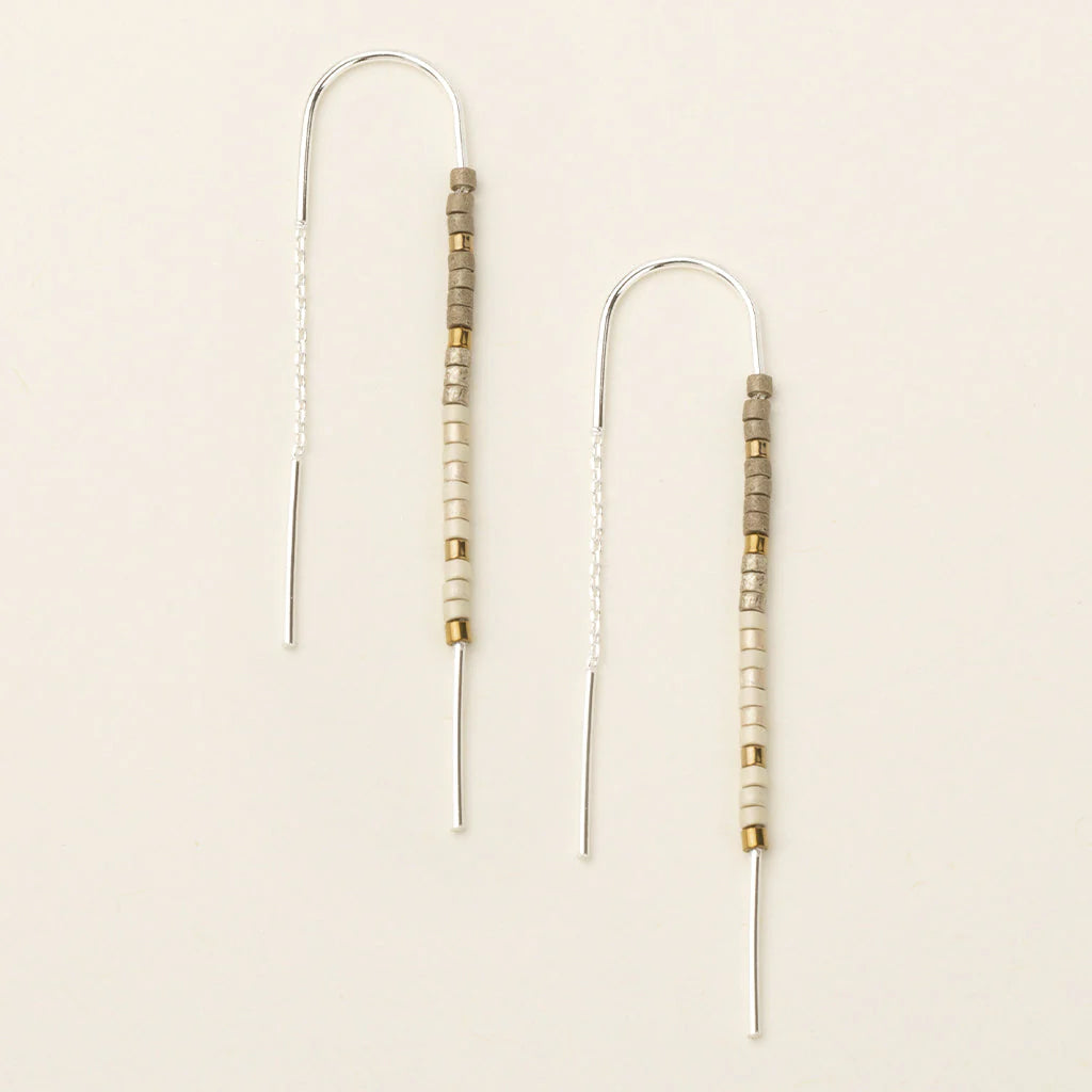 Chromacolor Miyuki Thread Earrings - Pewter Multi/Silver
