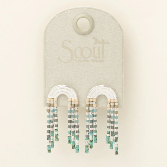 Chromacolor Miyuki Rainbow Fringe Earrings - Turquoise Multi/Silver