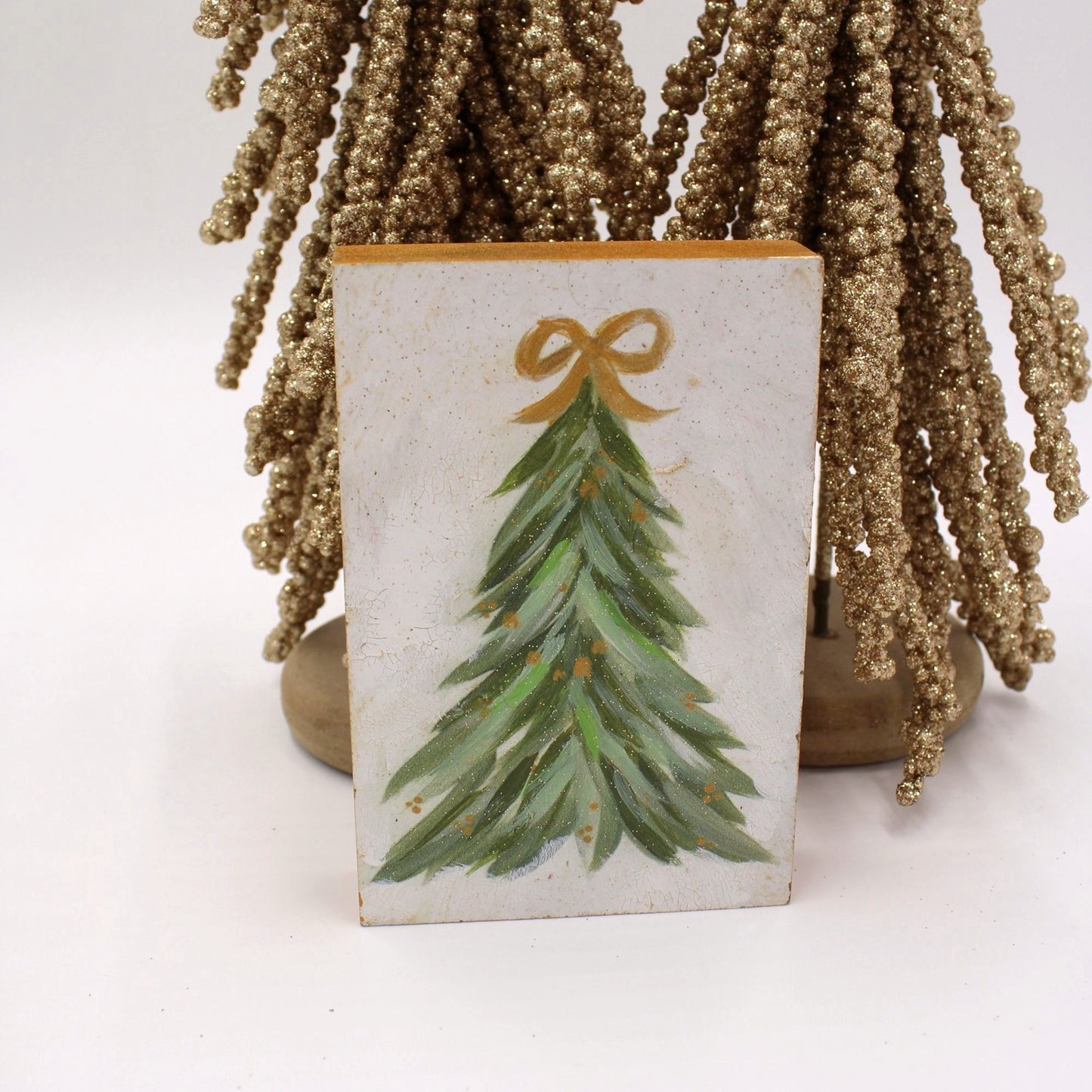Handpainted Holiday Tree Table Sign Decoration