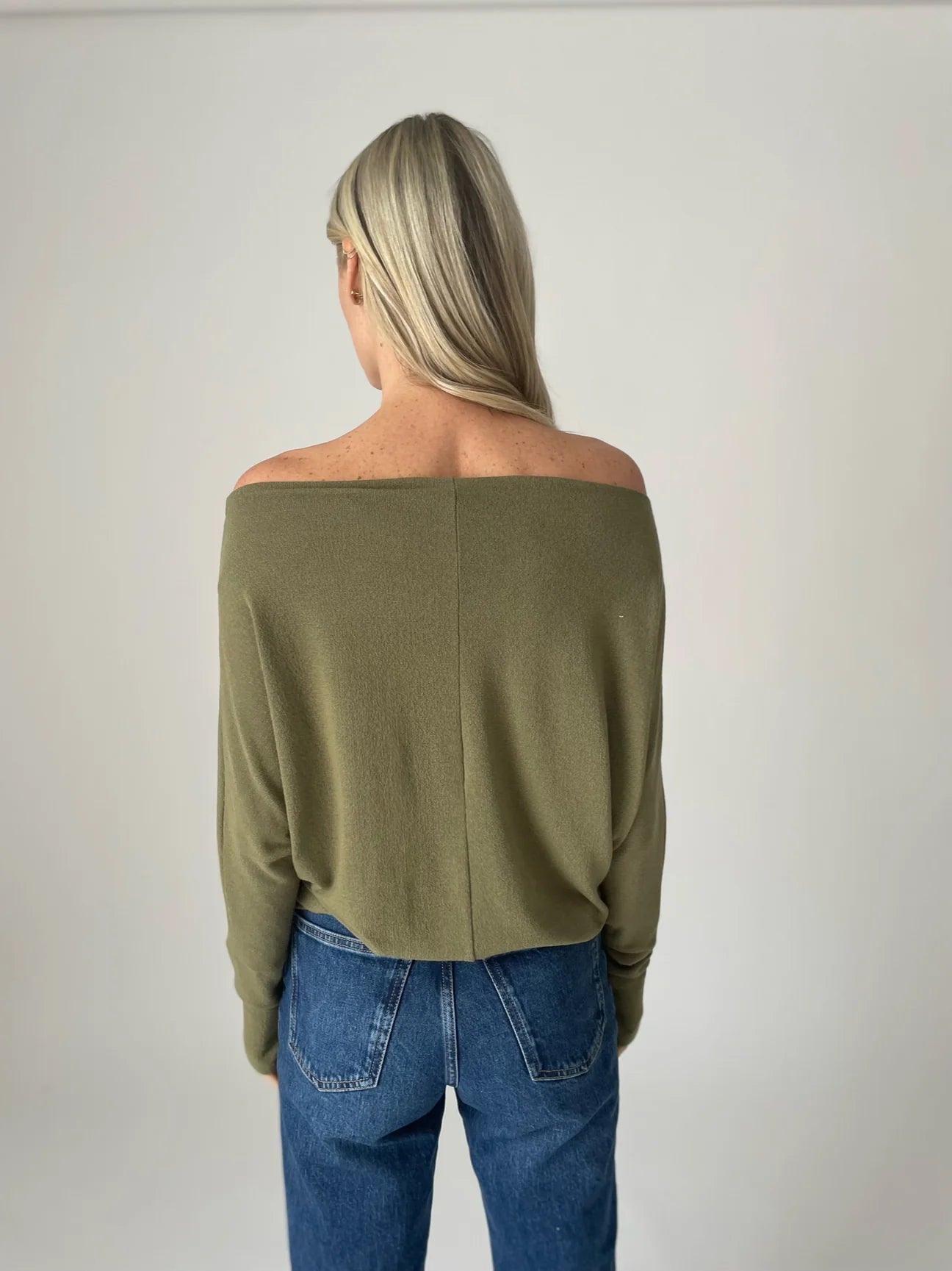 Anywhere Off Shoulder Sweater - Olive