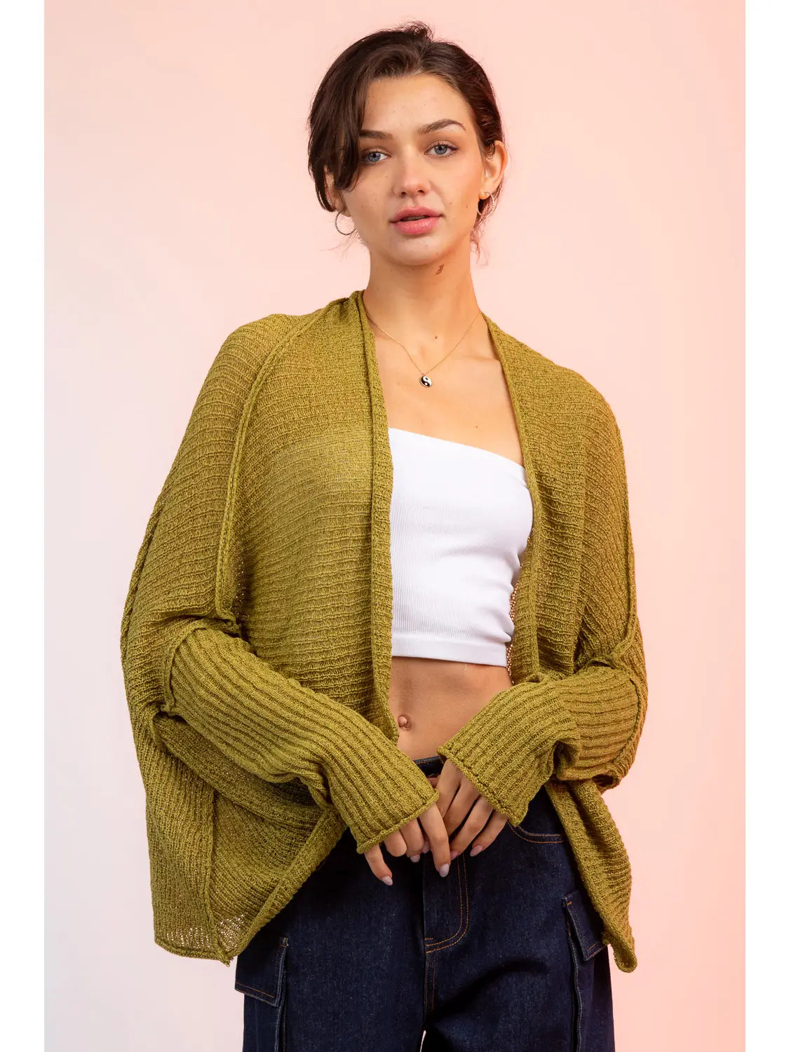 Dolman Sleeve Summer Cardigan - Avocado