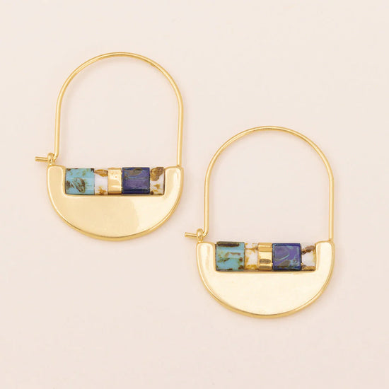 Good Karma Miyuki Crescent Hoop Earrings - Indigo/Gold