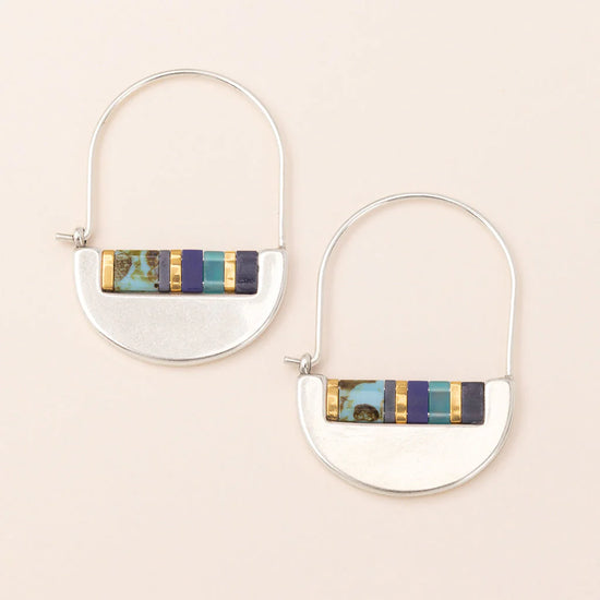 Good Karma Miyuki Crescent Hoop Earrings - Cobalt/Silver