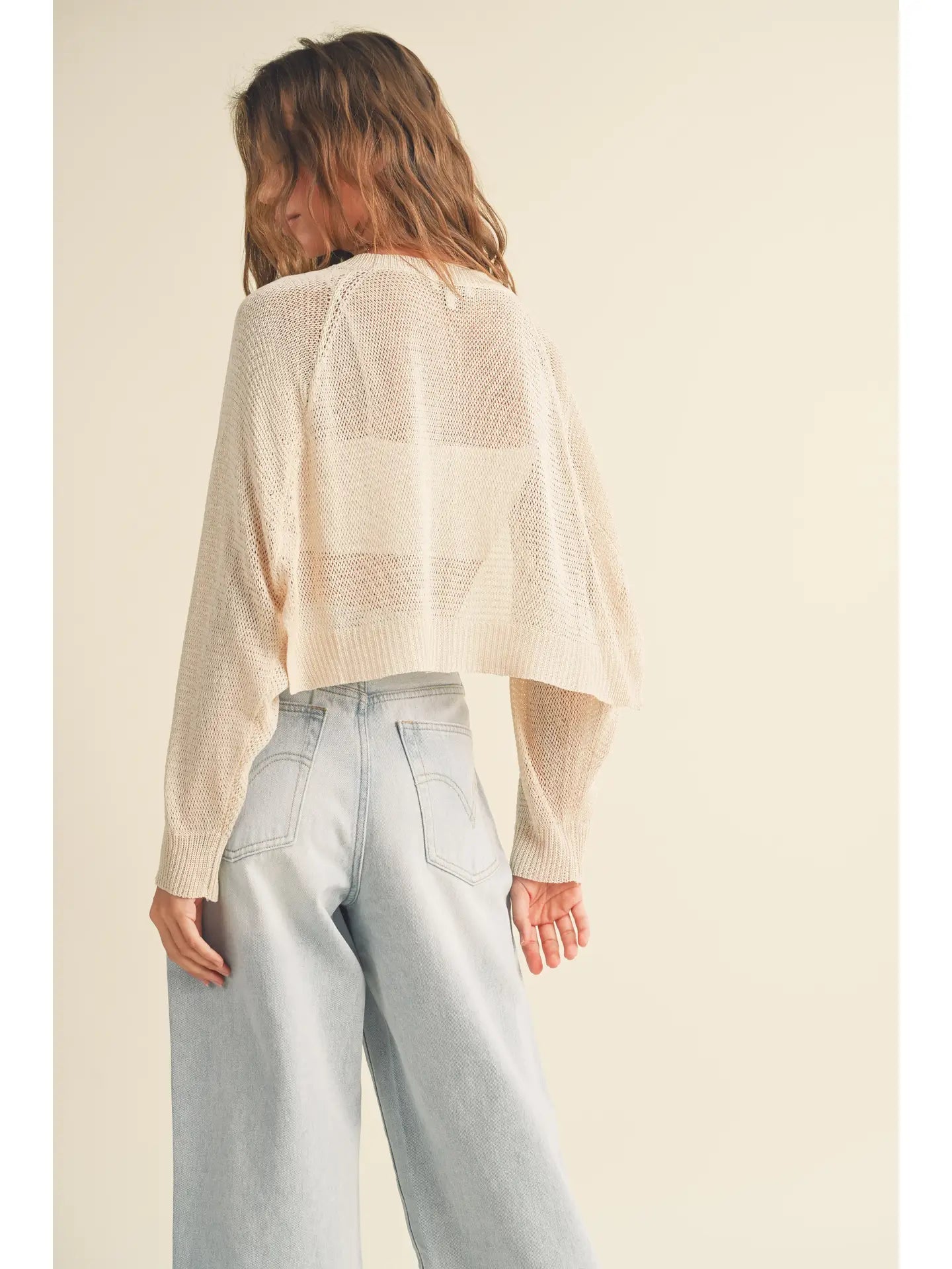 Light Weight Cropped Shrug - Beige